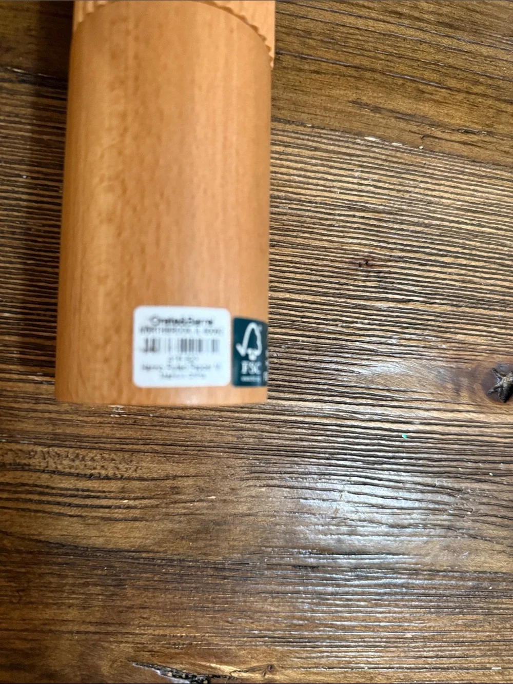 Crate&Barrel Ribbed Hanno fluted Natural Wood Salt & Pepper Mills - Tan